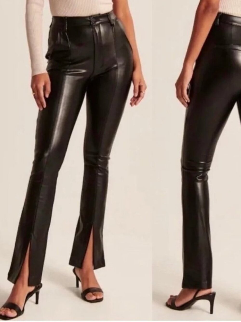 Abercrombie & Fitch Skinny Ultra High Rise Black Faux Leather Pants Women's 25